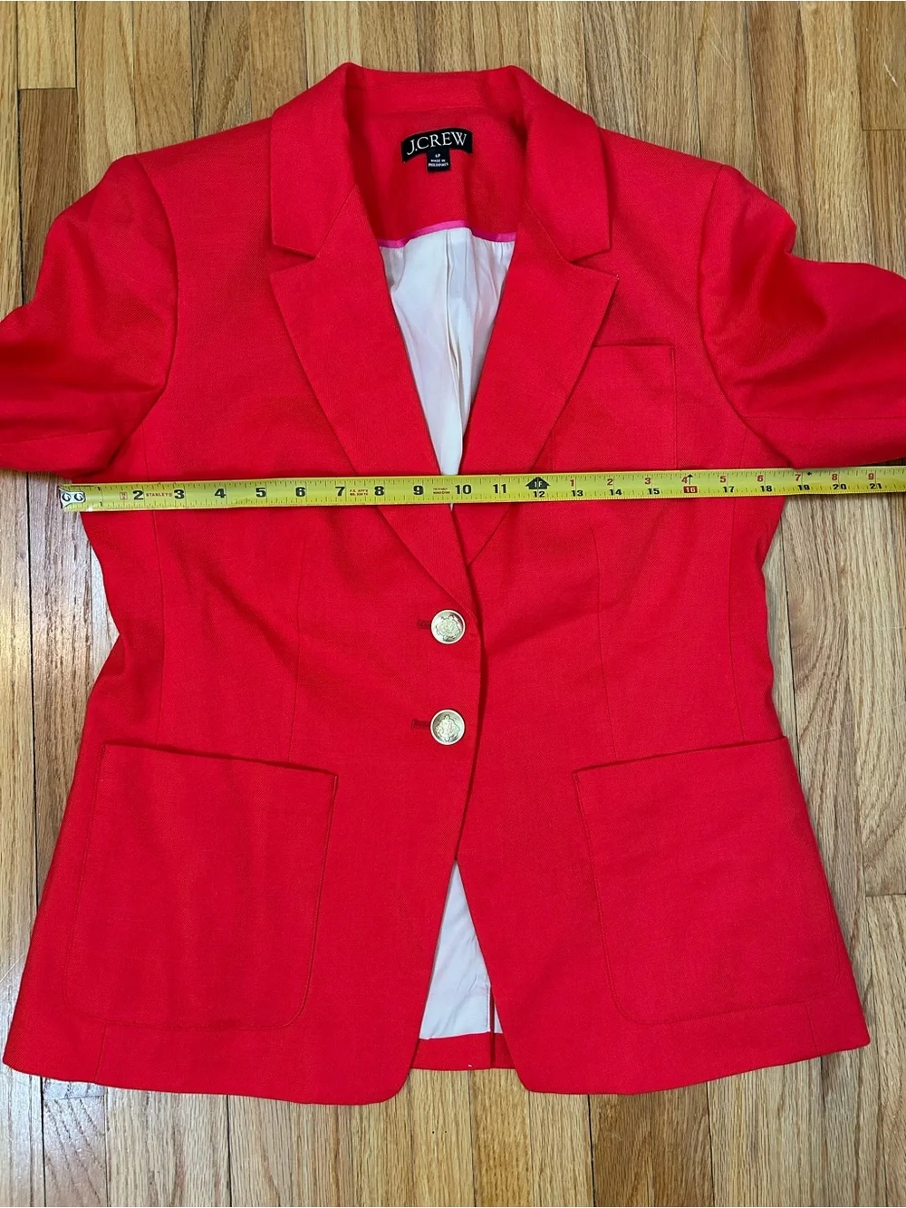J.Crew Helena Stretch Linen Red Tailored Blazer